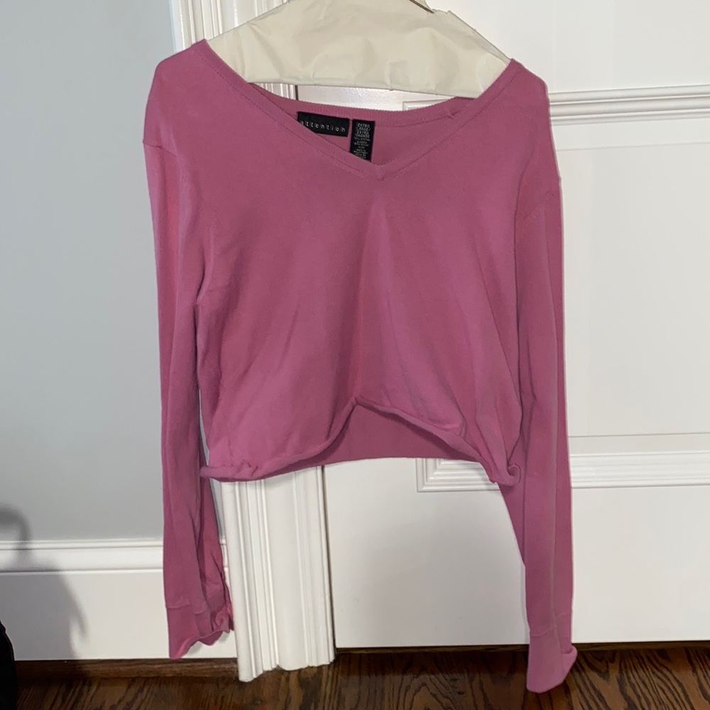 Attention Pink Hand-Cropped Sweater Size XL